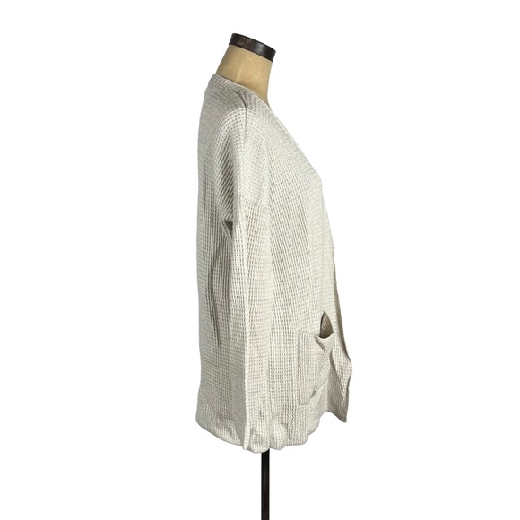 Eileen Fisher women’s beige waffle knit long sleeve cardigan S - Picture 3 of 9
